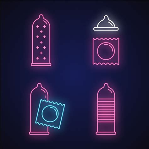 Premium Vector Condom Neon Light Icons Set Female Latex Reusable