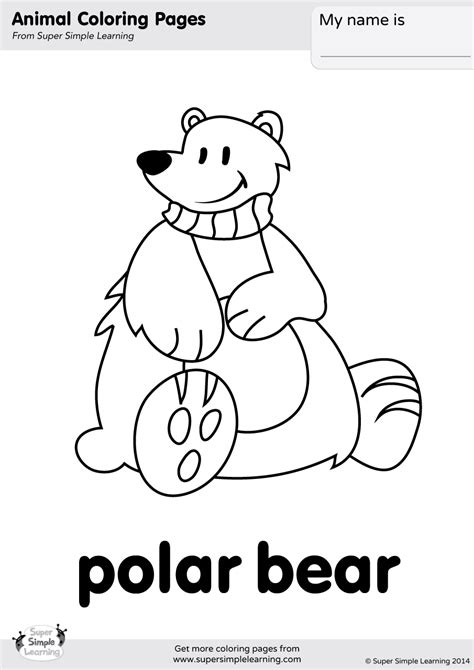 polar bear coloring page super simple