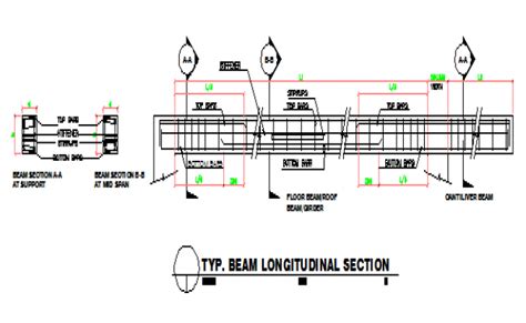 typical beam longitudinal section design drawing