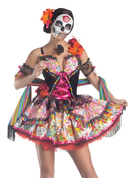 Sexy Day Of The Dead Skeleton Adult Halloween Costume Ebay