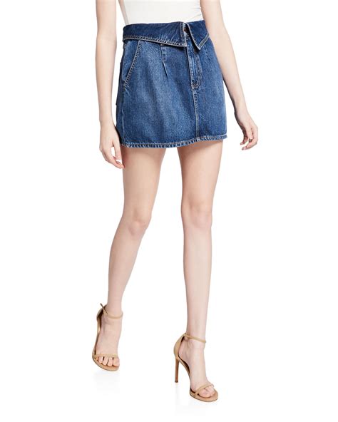 alice olivia jeans good fold  pleated mini skirt neiman marcus
