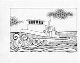Tug Boat sketch template