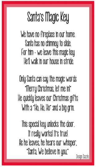santas magic key poem template  printable tag santas magic
