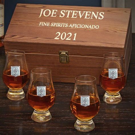 Personalized Glencairn Whiskey Glasses Set With Regal Crest T Boxed