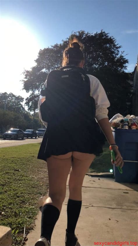 Chubby College Girl In Black Knee Socks And Short Skirt Street Closeups