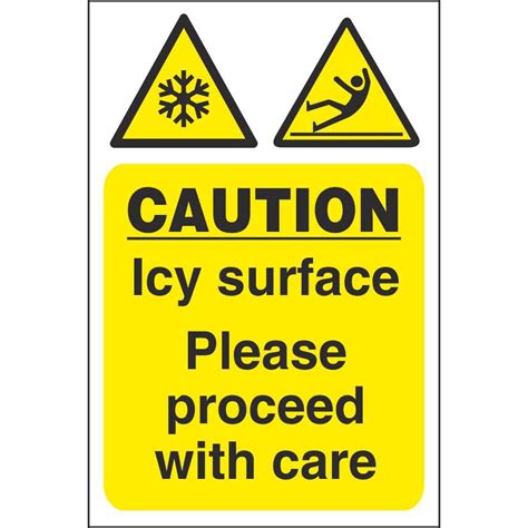 caution icy surface  pedestrians signs car park warning signs