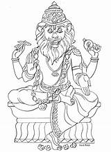 Narasimha Vishnu sketch template