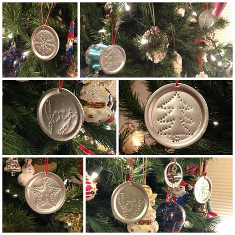 punched tin ornaments  recycled canning jar lids frugal upstate