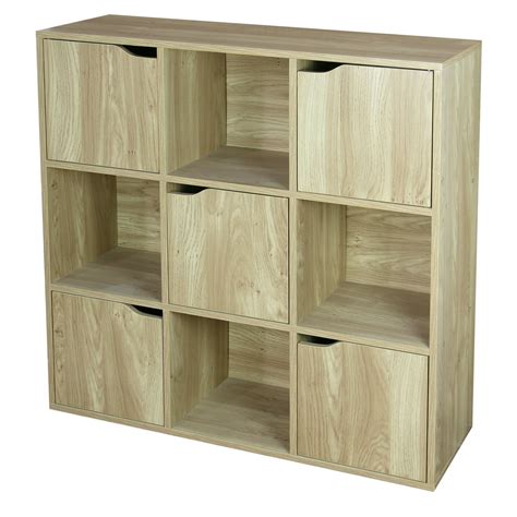 home basics  cube wood storage shelf  doors natural walmartcom walmartcom