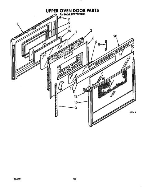 upper oven door diagram parts list  model rbpxxw whirlpool parts wall oven parts