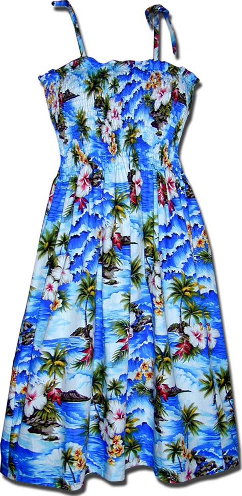 waikiki beach aloha tube dress blue