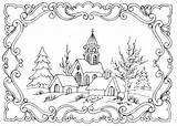 Coloring Christmas Pages Winter Colouring Landscape Adult Book Pretty Scenes Sheets Printable Adults sketch template