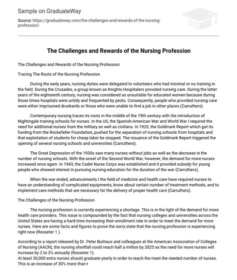 challenges  rewards   nursing profession essay