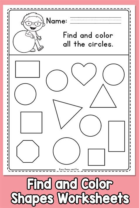color  shapes worksheet kindergarten coloring worksheets