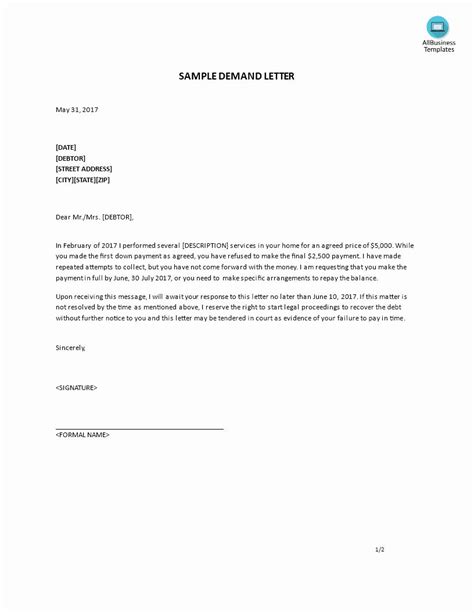 demand letter  money owed awesome demand letter sample   write