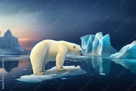 polar bear   iceberg   arctic ocean floating icebergs due  climate change