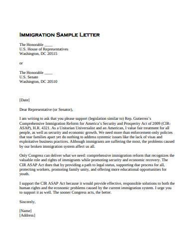 sample immigration letter  family member  letter template