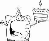 Elephant Birthday Happy Coloring Pages Cake sketch template
