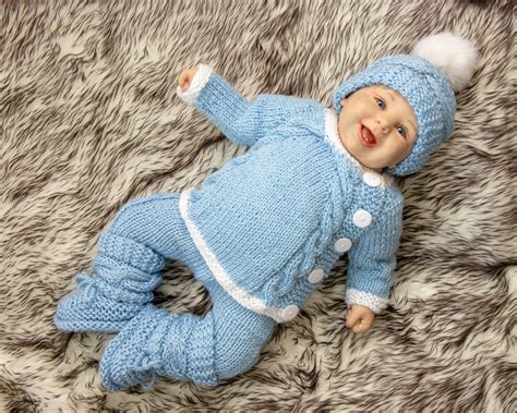 baby boy home coming outfit hand knit layette knitted baby outfit hand