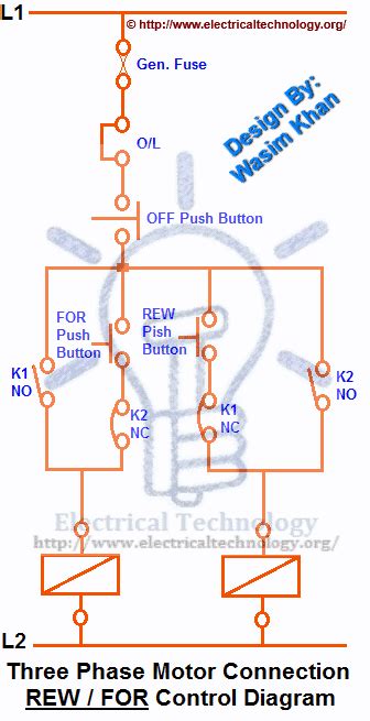 rev   phase motor connection power  control diagrams