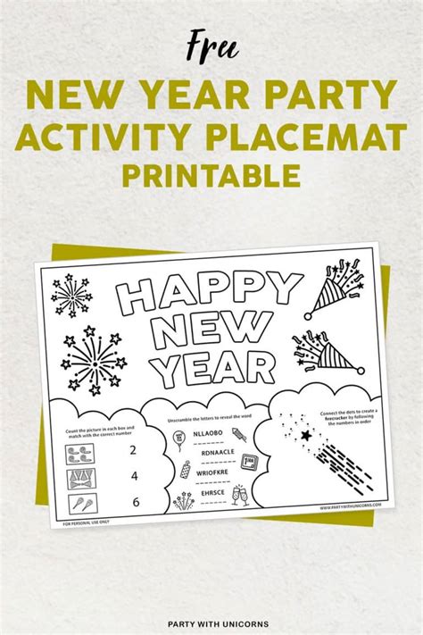 years printable activity sheets  kids party  unicorns