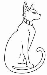 Egyptian Cat Bastet Drawing Tattoo Coloring Drawings Egypt Cats Tattoos Gato Gatos Google Goddess Egípcios Outline Ancient Bast Mysterious Getdrawings sketch template