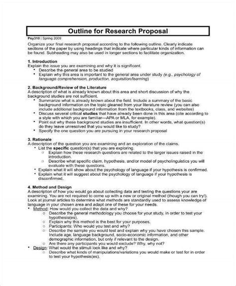 research proposal outline templates