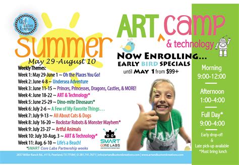 summer art camp week  july  aug  art technology art