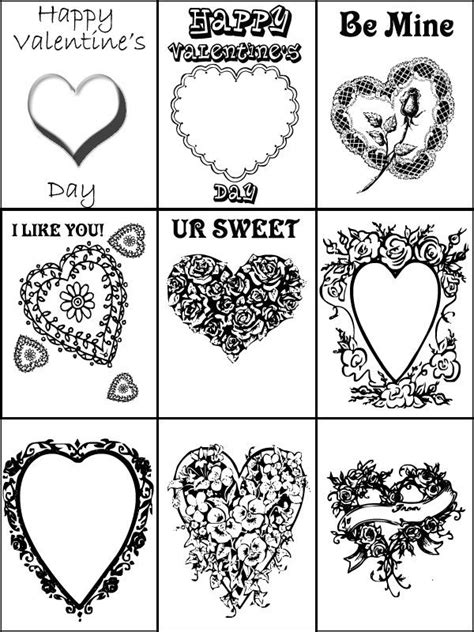 printable valentine cards black  white