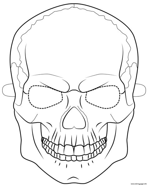 skull mask outline halloween coloring page printable