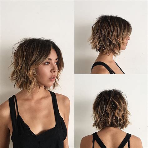 Sexy Layered Bob With Curtain Bangs And Undone Wavy