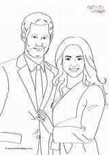 Meghan Colouring Harry Prince Pages Engagement Family Activityvillage Coloring Royal Stamp sketch template