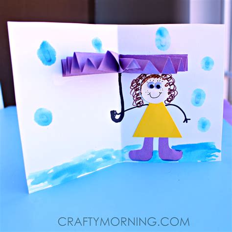 umbrella rainy day card  kids   crafty morning