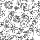 Paisley Modello Coloring Flowers Ornamento Coloritura Patroon Uitstekend Traditionele Naadloze Naadloos Blauwe Oosterse Ornament Fiorisce Cuciture Annata sketch template