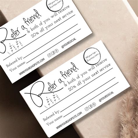 referral card template refer  friend rewards card client etsy
