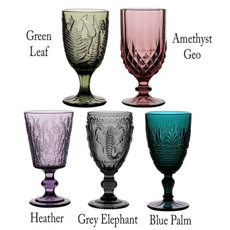 Luxury Vintage Embossed Coloured Wine Glasses By Dibor