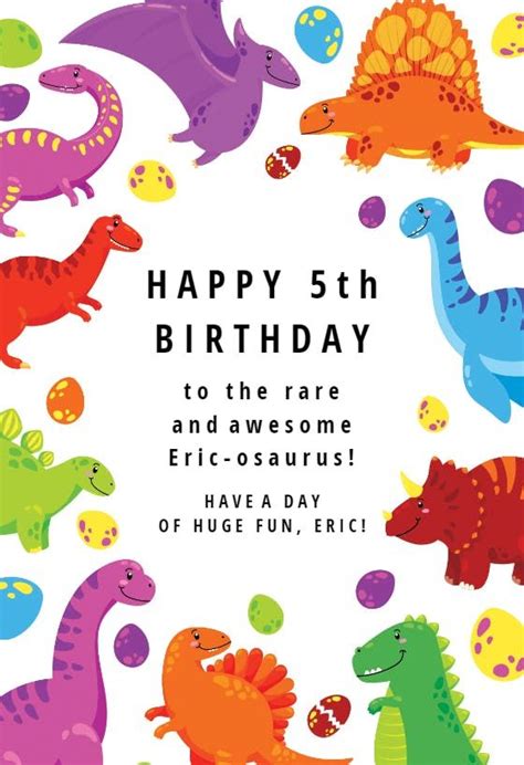 dinosaur birthday card  printable