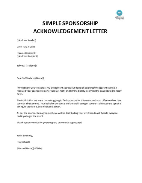student sponsorship letter templates  allbusinesstemplatescom