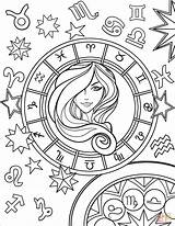 Coloring Virgo Zodiac Pages Sign Signs Adult Supercoloring Cool sketch template