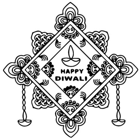 coloring page diwali happy diwali