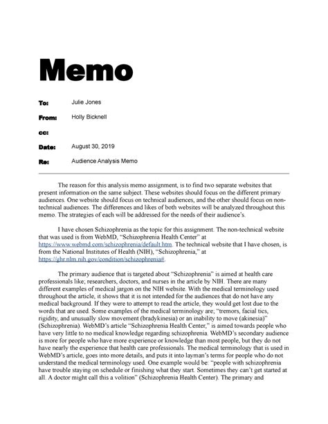 memo  technical writing memo  julie jones  holly bicknell cc