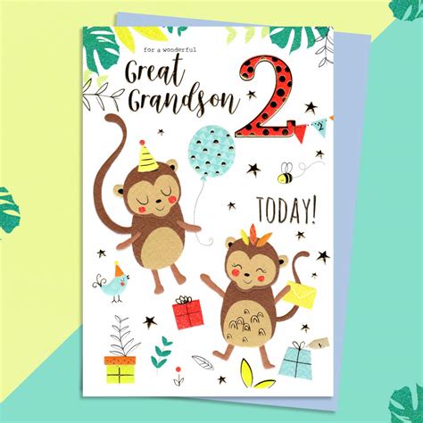 stunning great grandson age  birthday card