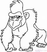 Gorilla Coloring Pages Cute Getcolorings sketch template