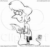 Businesswoman Reading Email Her Toonaday Royalty Outline Illustration Cartoon Rf Clip 2021 sketch template