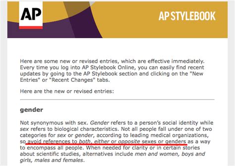 associated press issues new guidance on sex gender ‘avoid referring