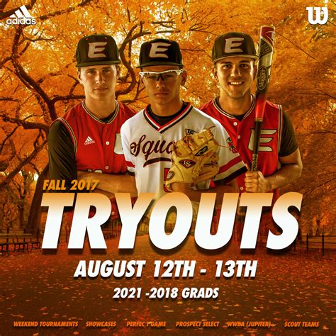fall tryouts announced elite squad baseball