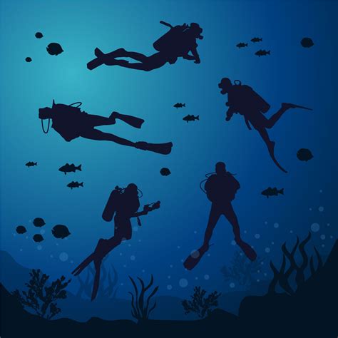 scuba diving silhouette  vector art  vecteezy