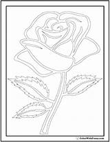 Rose Coloring Pages Outline Stem Print Long Printable Pdf Colorwithfuzzy Printables Kids sketch template