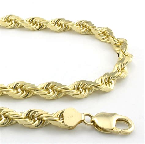 buy cheap genuine  yellow gold   rope chain pendant necklace men women mm  mm