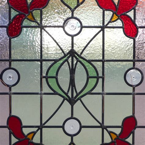 Detailed Art Nouveau Stained Glass Panel From Period
